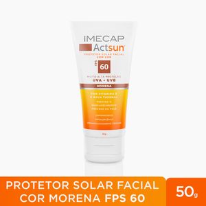 Protetor Solar Facial Imecap Actsun FPS60 Cor Morena com Ácido Hialurônico 50g