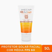 Protetor Solar Facial Imecap Actsun FPS60 Cor Média com Ácido Hialurônico 50g