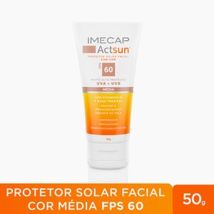 Protetor Solar Facial Imecap Actsun FPS60 Cor Média com Ácido Hialurônico 50g