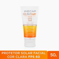 Protetor Solar Facial Imecap Actsun FPS60 Cor Clara com Ácido Hialurônico 50g