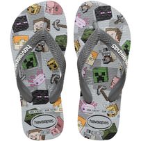 Sandália Havaianas Kids Minecraft Cinza Aço 33/34