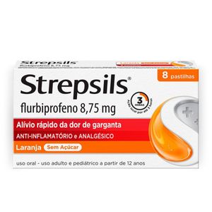 Pastilhas Para Garganta Strepsils Laranja Sem Açúcar 8 Pastilhas