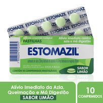Antiácido Estomazil Limão Pastilha 10 Comprimidos Mastigáveis