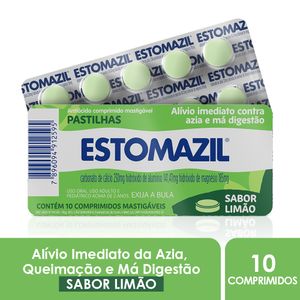 Antiácido Estomazil Limão Pastilha 10 Comprimidos Mastigáveis