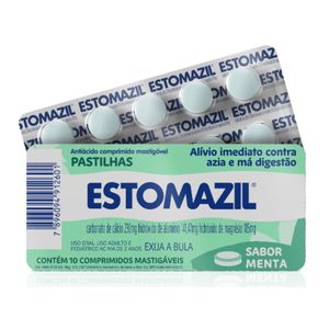 Antiácido Estomazil Menta Pastilha 10 Comprimidos Mastigáveis