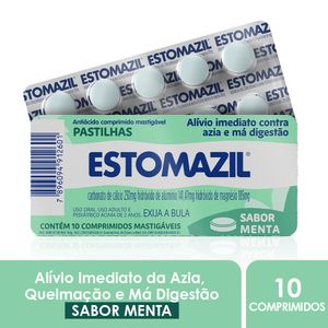 Antiácido Estomazil Menta Pastilha 10 Comprimidos Mastigáveis