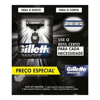 Kit Gillette Mach3 1 Aparelho De Barbear Recarregável+ 1 Carga de Barbear + 1 Carga de Corpo