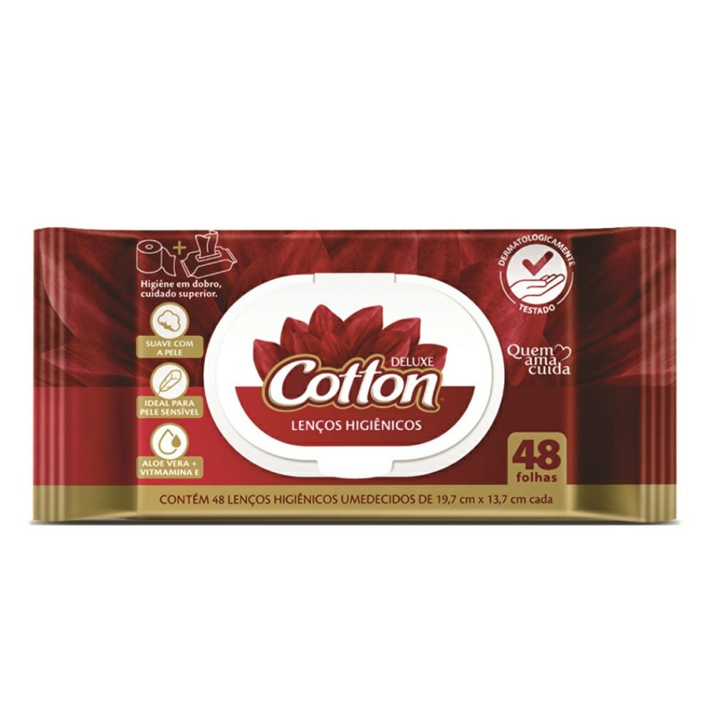 Toalha Umedecida Higiênicos Cotton Deluxe Quem Ama Cuida 48 Folhas