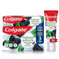 Creme Dental Colgate Natural Extracts Carvão Ativado e Menta 3 Unidades 90g