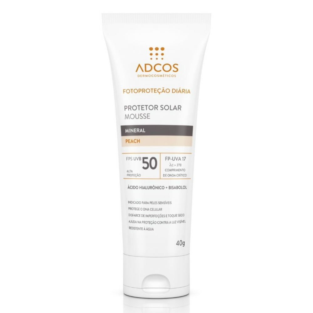 Protetor Solar Mousse Adcos Mineral Peach FPS50 40g