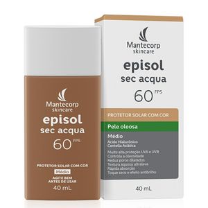 Protetor Solar Facial Mantecorp Episol Sec Acqua FPS60 Cor Média 40ml