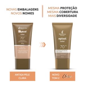 Protetor Solar Episol Color Tom 2 Claro Fps70 40ml