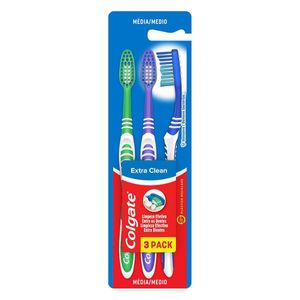 Escova Dental Colgate Extra Clean 3 Unidades