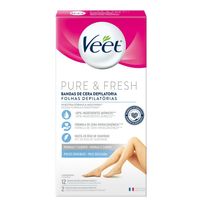 Folhas para Depilação Veet Pure & Fresh Pele Delicadas 12 Unidades