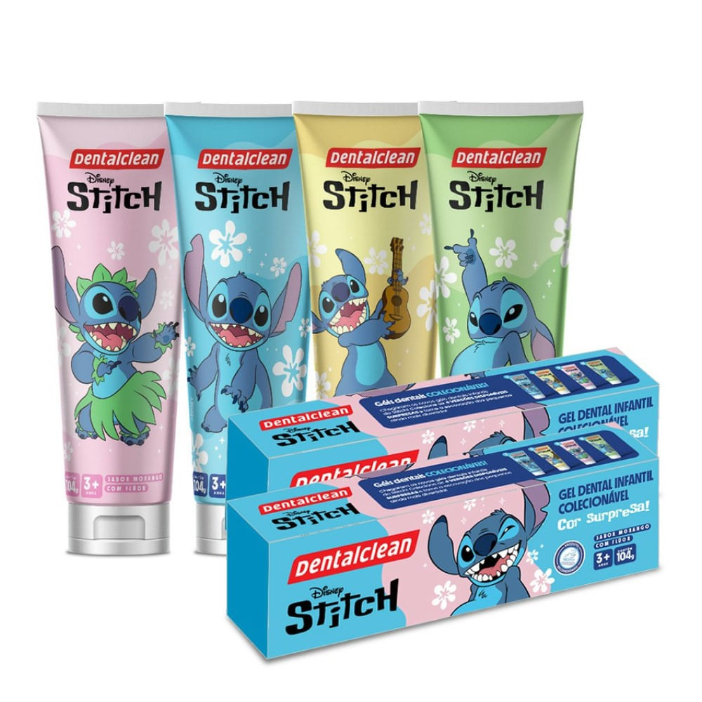 Gel Dental Infantil Dentalclean Stitch c/ Flúor Morango 104g