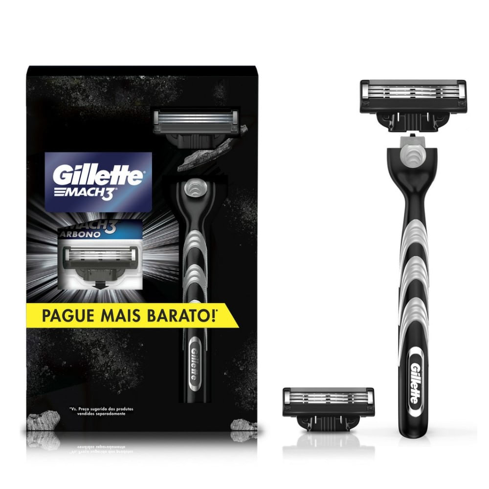 Aparelho de Barbear Gillette Mach3 Carbono 1 Unidade + 1 Carga