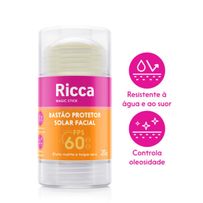 Bastão Protetor Solar Facial Ricca Magic Stick FPS60 Toque Seco 20g