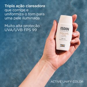 Clareador e Protetor Solar Facial Isdin Active Unify Com Cor Fps99 50ml