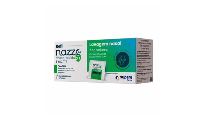Nazzo XT 9mg/ml Supera Lavagem Nasal Refil 15 Envelopes 6,24g Cada