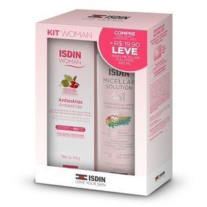 Kit Isdin Creme Hidratante Corporal Woman Antiestrias 245g + Micellar Solution 4 em 1 400ml