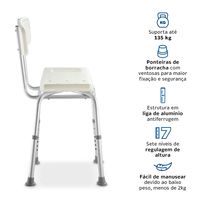 Banqueta de Higienização Dellamed D2 com Encosto - 135 KG