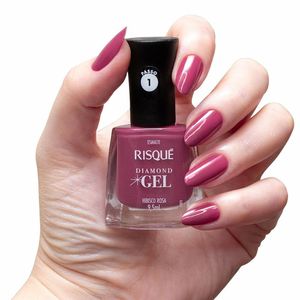 Esmalte Risqué Diamond Gel Hibisco Rosa Cremoso 9,5ml