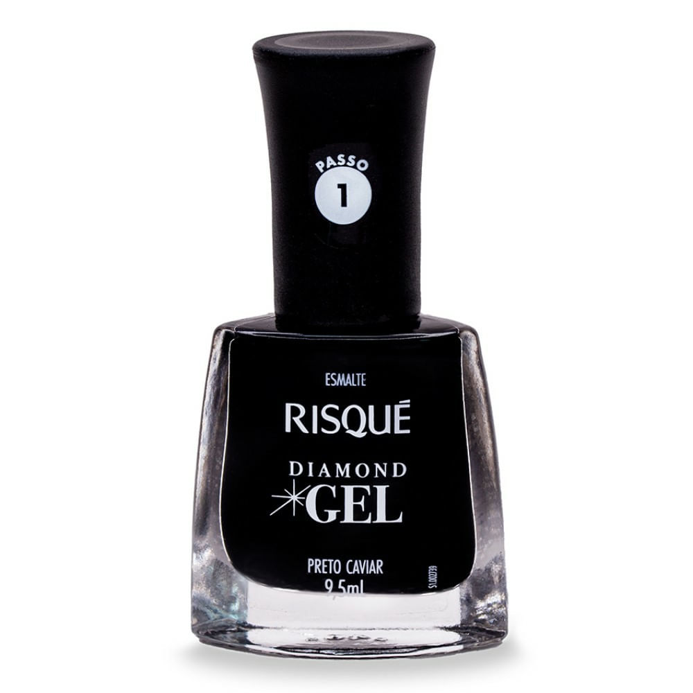 Esmalte Cremoso Risqué Diamond Gel Preto Caviar 9,5ml
