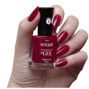Esmalte Cremoso Risqué Diamond Gel Vermelho Rubi 9,5ml
