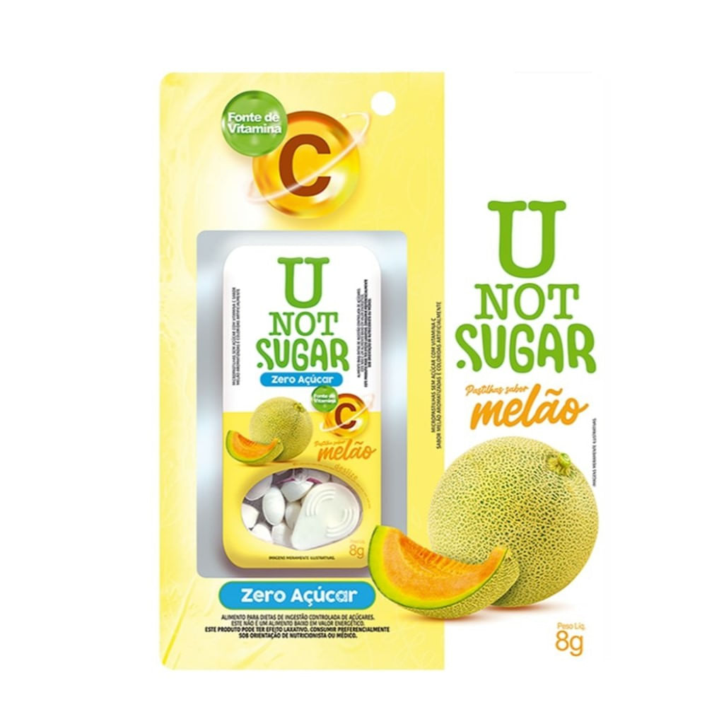 Pastilha U Not Sugar Sabor Melão Sem Açúcar 8g