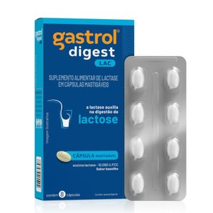 Enzima Lactase Gastrol Digest Lac Lac 10.000U.FCC 8 Cápsulas Mastigáveis
