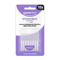 Escova Interdental Powerdent Id Interdent Cilíndrica Ultra Fina 2mm Branca 10 Unidades