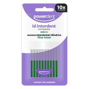 Escova Interdental Powerdent ID Interdent Cilíndrica Fina 4mm Verde 10 Unidades