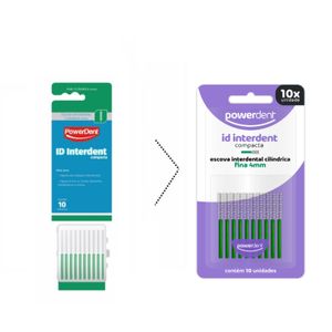 Escova Interdental Powerdent ID Interdent Cilíndrica Fina 4mm Verde 10 Unidades