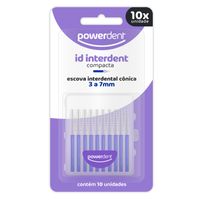 Escova Interdental Powerdent ID Interdent Cônica 3 a 7mm Azul 10 Unidades
