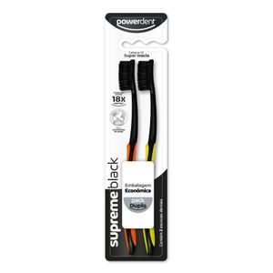 Escova Dental Powerdent Supreme Black 2 Unidades