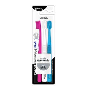 Escova Dental Powerdent Trend Sensitive 3 Unidades