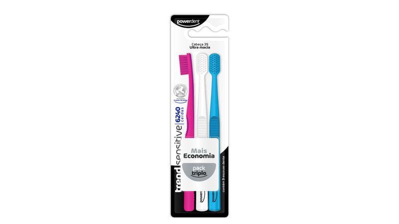 Escova Dental Powerdent Trend Sensitive 3 Unidades