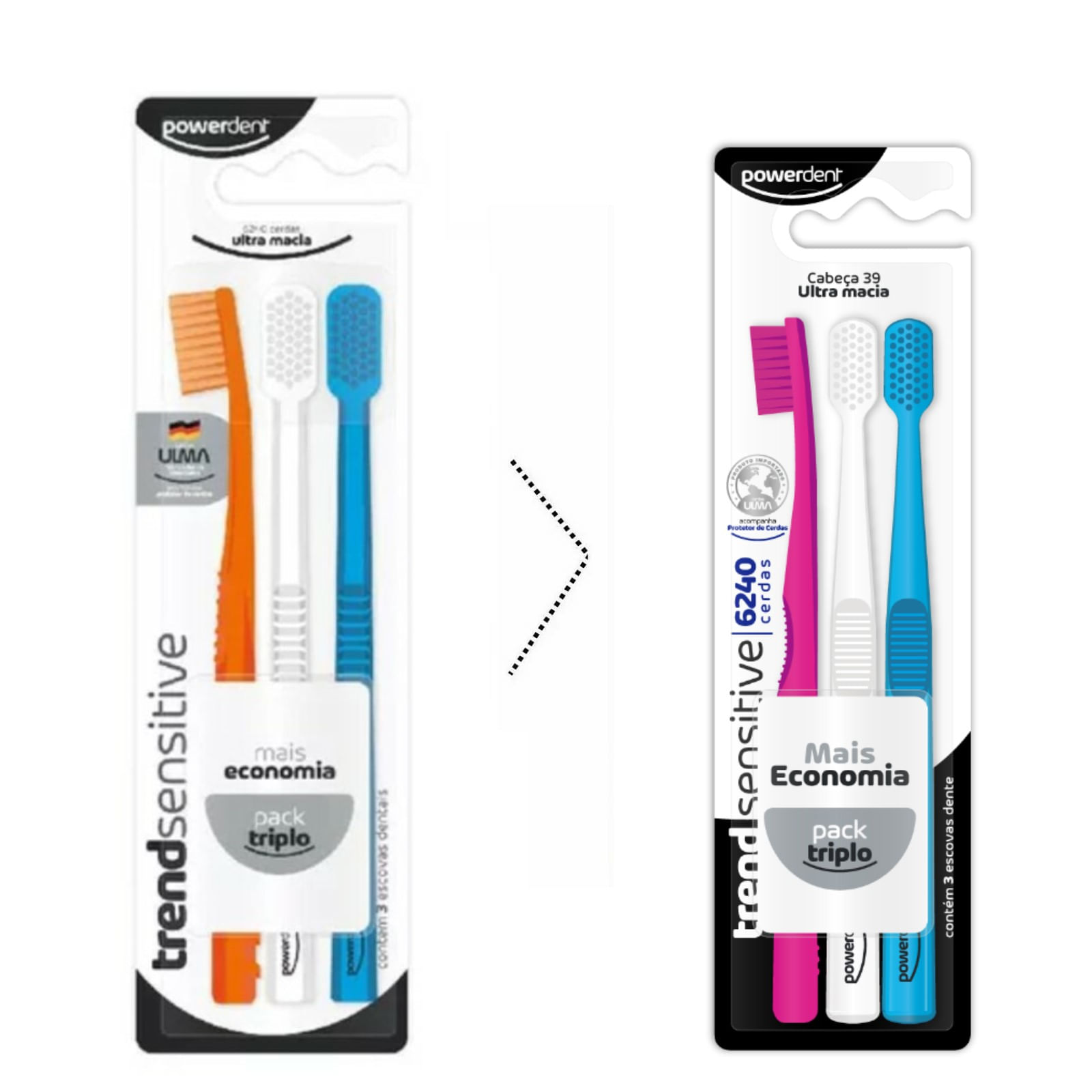 Escova Dental Powerdent Trend Sensitive 3 Unidades