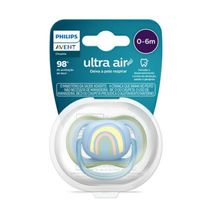 Chupeta Avent Ultra Air SCF086/03 0-6 Meses Decorada Rainbow Azul 1 Unidade