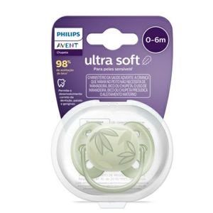 Chupeta Avent Ultra Soft SCF092/02 0-6 Meses Decorada Folhas Verde 1 Unidade