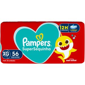 Fralda Pampers SuperSequinha Baby Shark XG 56 unidades