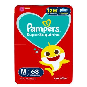 Fralda Pampers SuperSequinha Baby Shark M 68 unidades