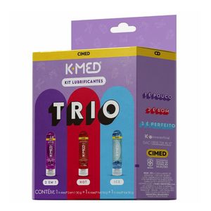 Kit K-Med Trio Gel De Massagem e Lubrificante Íntimo 2 em 1 50g + Lubrificante Íntimo Hot 50g + Lubrificante Íntimo Ice 50g