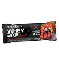 Barra de Proteínas Black Skull Whey Bar Gourmet Sabor Morango com Chocolate ao Leite 45g