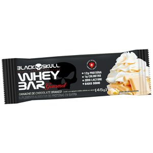 Barra de Proteinas Black Skull Whey Bar Gourmet Ganache de Chocolate Branco 45g
