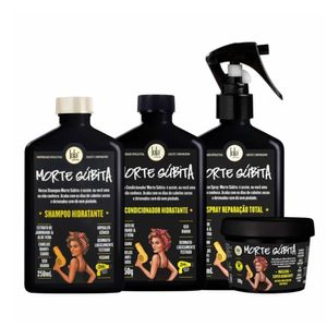 Kit Lola Morte Súbita Shampoo Hidratante 250ml + Condicionador Hidratante 250g + Spray Reparação Total 250ml + Máscara Super Hidratante 100g