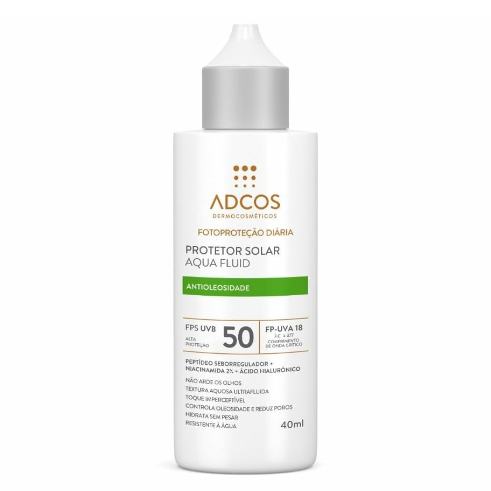 Protetor Solar Adcos Aqua Fluid FPS50 Antioleosidade Incolor 40ml