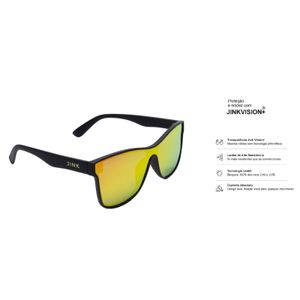 Óculos de Sol Jink Sun Gold Preto com Lentes Douradas Espelhadas