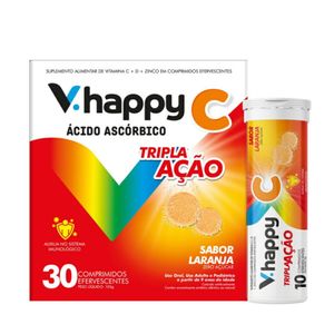 Suplemento Alimentar V.Happy C Tripla Ação 30 Comprimidos Efervescentes