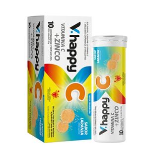 Suplemento Alimentar V.Happy Vitamina C + Zinco 10 Comprimidos Efervescentes